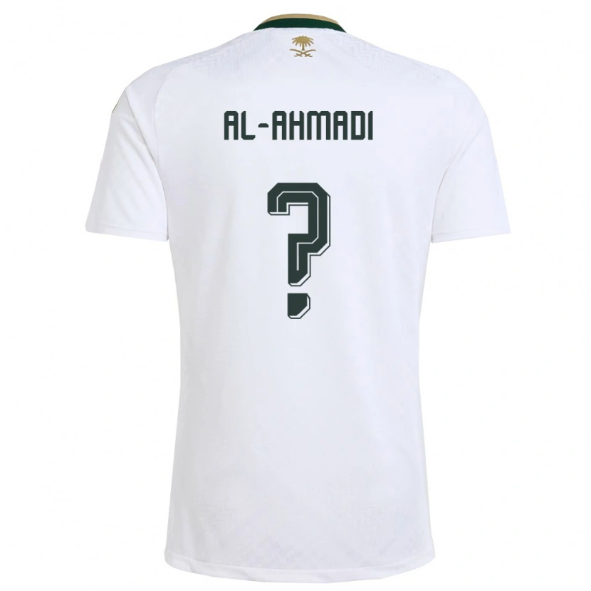 Danxen Mujer Camiseta Arabia Saudita Ammar Al-Ahmadi #0 Blanco Verde Oro 2ª Equipación 26-28 La Camisa México