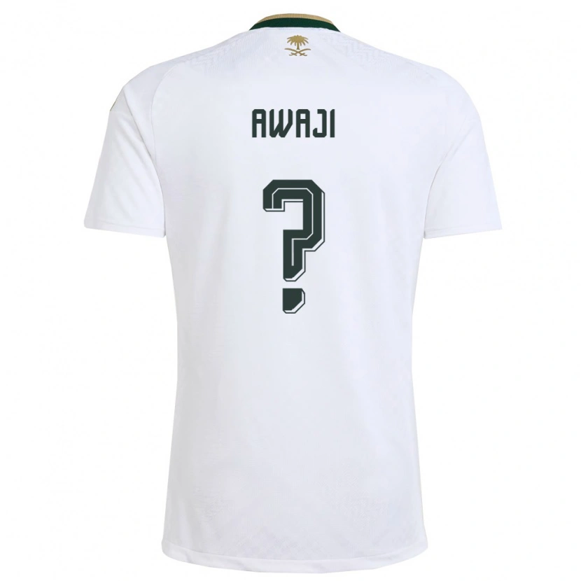 Danxen Mujer Camiseta Arabia Saudita Abdulrazzaq Awaji #0 Blanco Verde Oro 2ª Equipación 26-28 La Camisa México