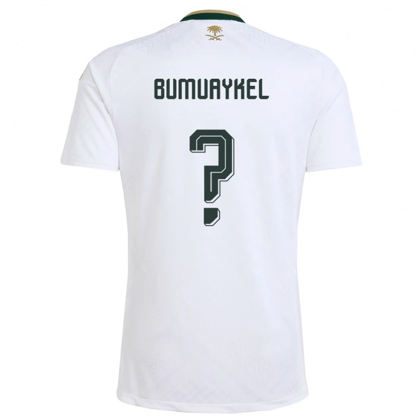 Danxen Mujer Camiseta Arabia Saudita Mohammed Bumuaykel #0 Blanco Verde Oro 2ª Equipación 26-28 La Camisa México