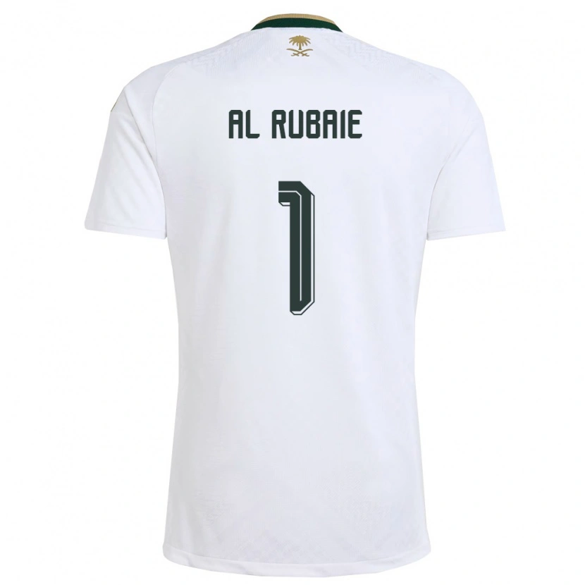 Danxen Mujer Camiseta Arabia Saudita Mohammed Al Rubaie #1 Blanco Verde Oro 2ª Equipación 26-28 La Camisa México