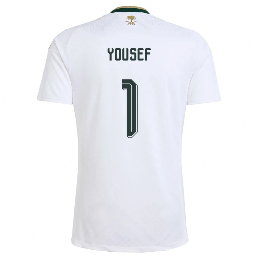 Danxen Mujer Camiseta Arabia Saudita Hamed Yousef #1 Blanco Verde Oro 2ª Equipación 26-28 La Camisa México