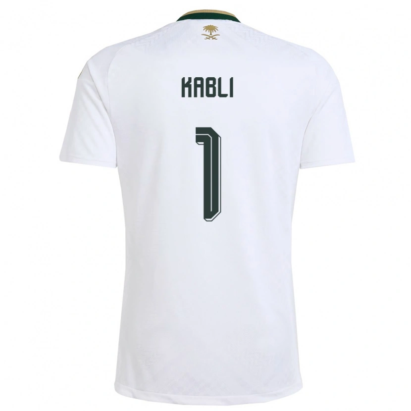 Danxen Mujer Camiseta Arabia Saudita Bader Kabli #1 Blanco Verde Oro 2ª Equipación 26-28 La Camisa México