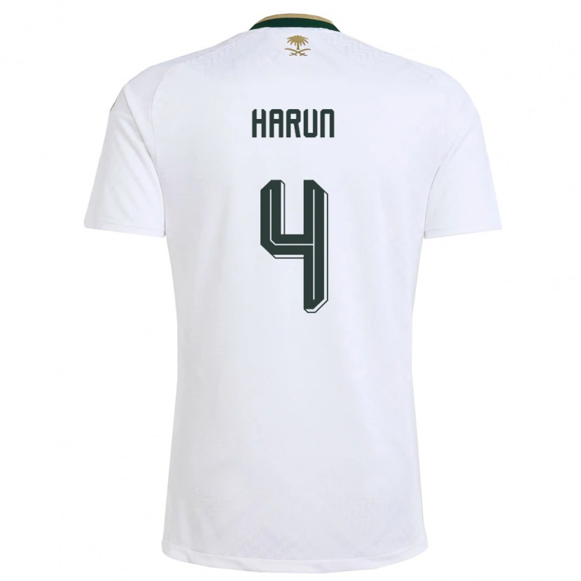 Danxen Mujer Camiseta Arabia Saudita Saud Haroun #4 Blanco Verde Oro 2ª Equipación 26-28 La Camisa México