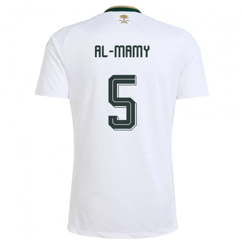 Danxen Mujer Camiseta Arabia Saudita Abdulrahman Al-Mami #5 Blanco Verde Oro 2ª Equipación 26-28 La Camisa México