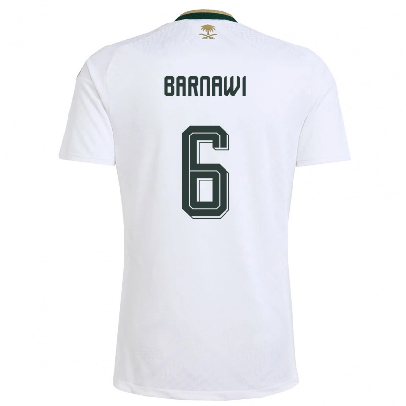 Danxen Mujer Camiseta Arabia Saudita Saleh Barnawi #6 Blanco Verde Oro 2ª Equipación 26-28 La Camisa México