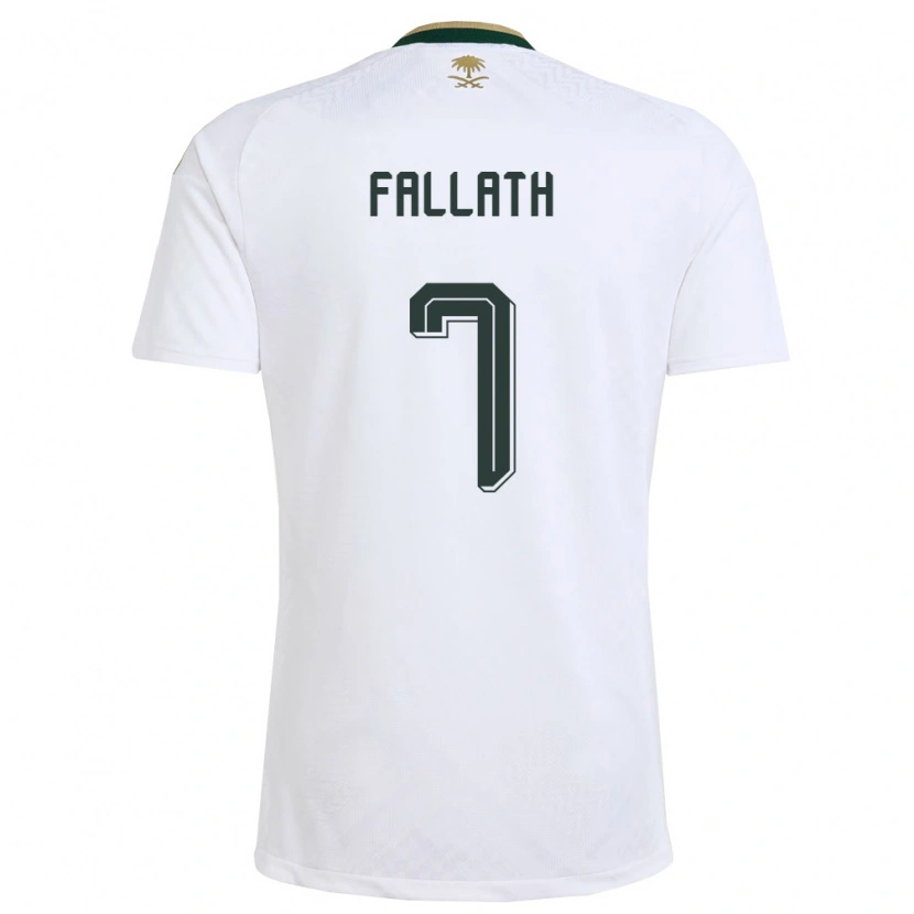 Danxen Mujer Camiseta Arabia Saudita Fahad Fallath #7 Blanco Verde Oro 2ª Equipación 26-28 La Camisa México