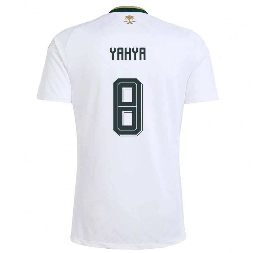 Danxen Mujer Camiseta Arabia Saudita Ayman Yahya #8 Blanco Verde Oro 2ª Equipación 26-28 La Camisa México