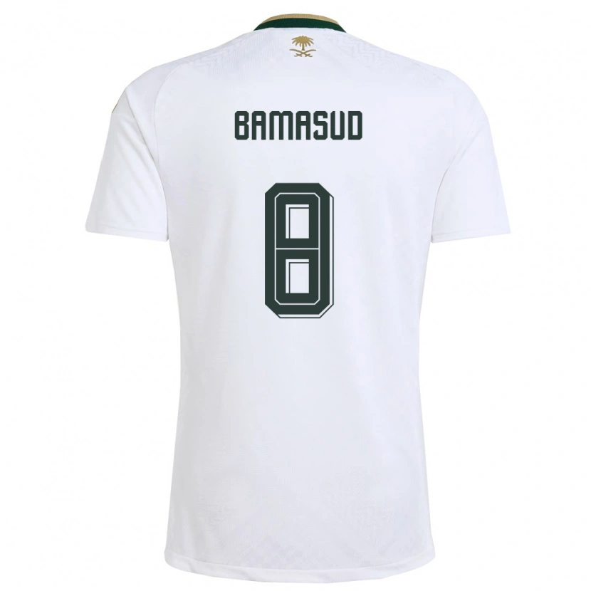 Danxen Mujer Camiseta Arabia Saudita Ahmed Bamasud #8 Blanco Verde Oro 2ª Equipación 26-28 La Camisa México