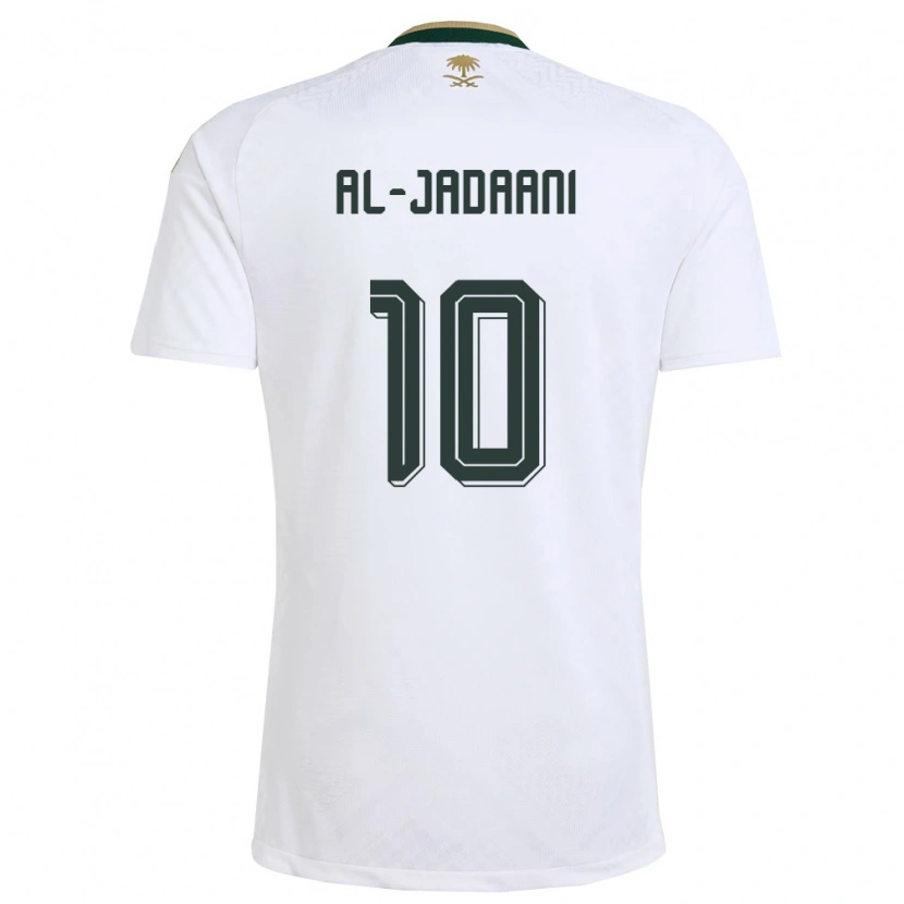Danxen Mujer Camiseta Arabia Saudita Nawaf Al-Jadaani #10 Blanco Verde Oro 2ª Equipación 26-28 La Camisa México