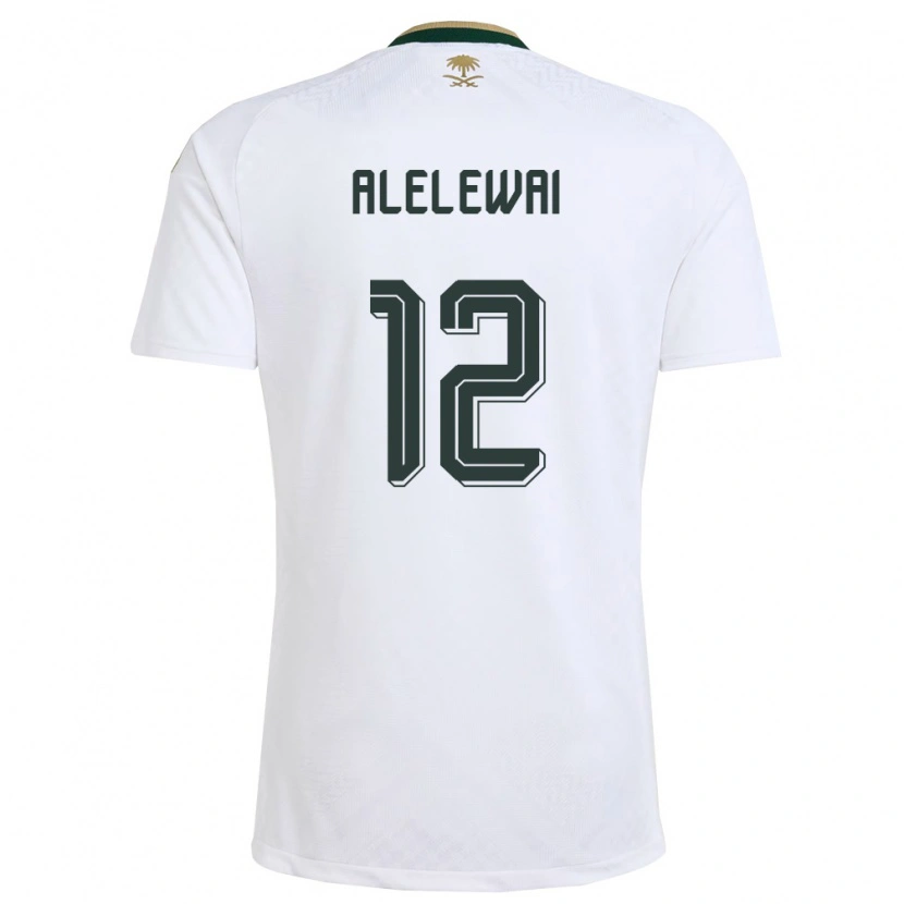 Danxen Mujer Camiseta Arabia Saudita Abdulaziz Alelewai #12 Blanco Verde Oro 2ª Equipación 26-28 La Camisa México
