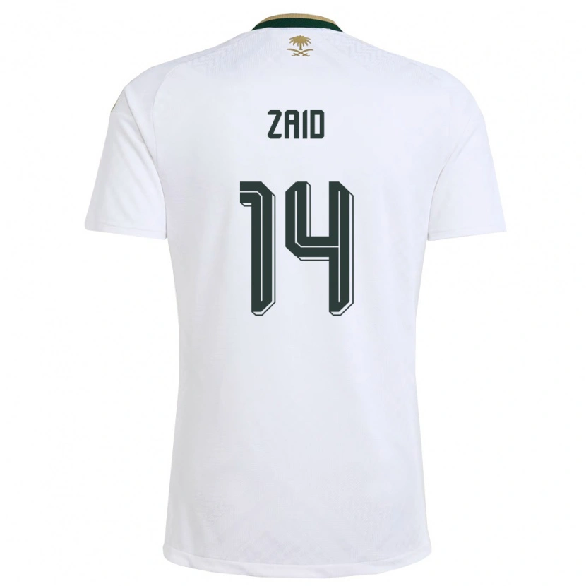 Danxen Mujer Camiseta Arabia Saudita Abdullah Zaid #14 Blanco Verde Oro 2ª Equipación 26-28 La Camisa México