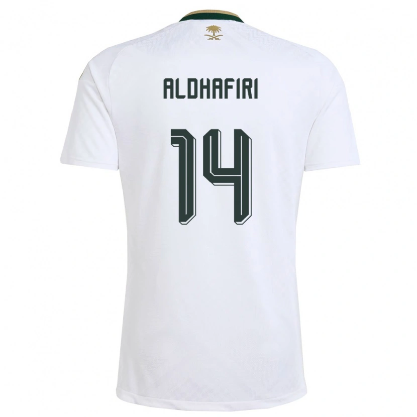 Danxen Mujer Camiseta Arabia Saudita Jathob Aldhafiri #14 Blanco Verde Oro 2ª Equipación 26-28 La Camisa México