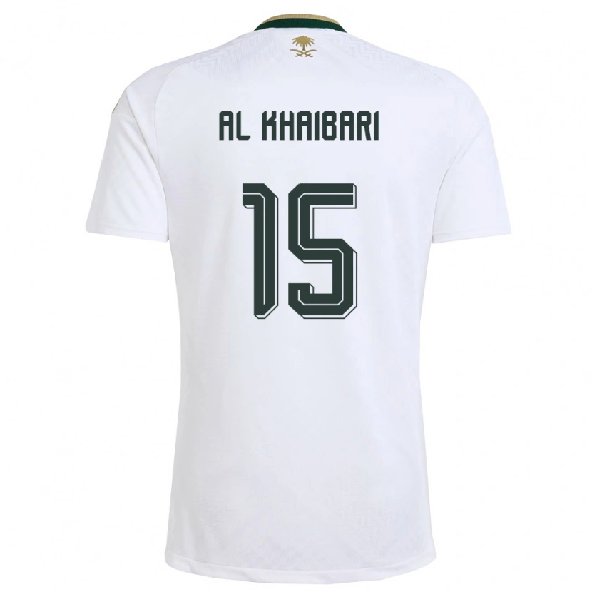Danxen Mujer Camiseta Arabia Saudita Abdullah Al-Khaibari #15 Blanco Verde Oro 2ª Equipación 26-28 La Camisa México