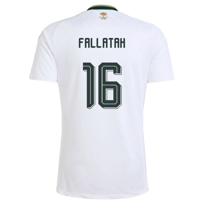 Danxen Mujer Camiseta Arabia Saudita Ayman Fallatah #16 Blanco Verde Oro 2ª Equipación 26-28 La Camisa México