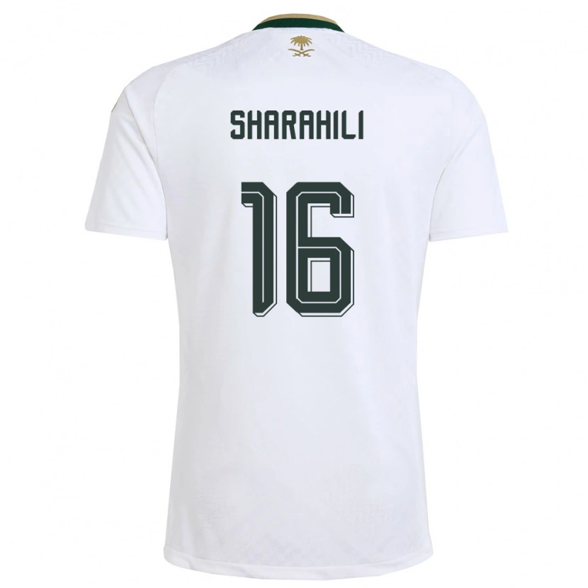 Danxen Mujer Camiseta Arabia Saudita Khalid Mashhour Sharahili #16 Blanco Verde Oro 2ª Equipación 26-28 La Camisa México
