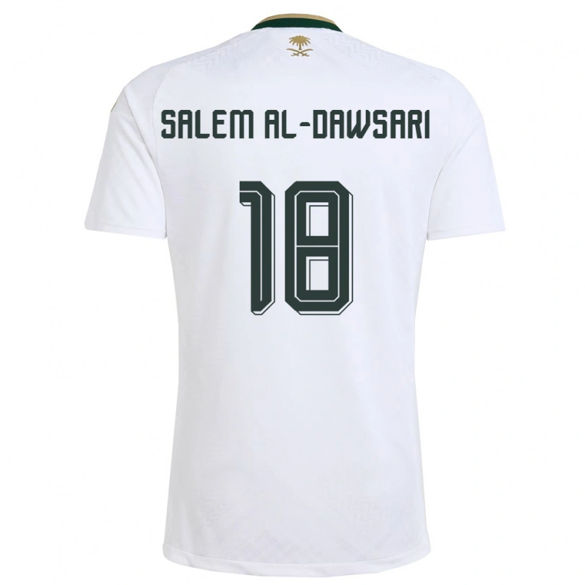 Danxen Mujer Camiseta Arabia Saudita Nawaf Salem Al-Dawsari #18 Blanco Verde Oro 2ª Equipación 26-28 La Camisa México