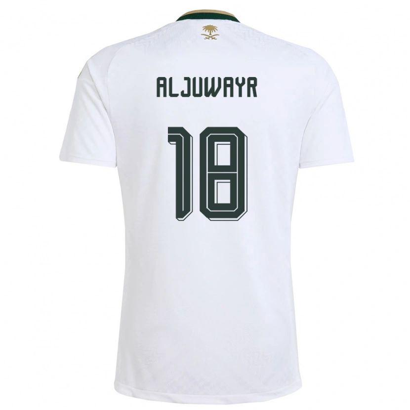 Danxen Mujer Camiseta Arabia Saudita Musab Aljuwayr #18 Blanco Verde Oro 2ª Equipación 26-28 La Camisa México