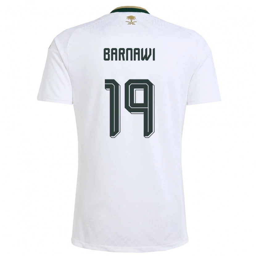 Danxen Mujer Camiseta Arabia Saudita Mukhtar Barnawi #19 Blanco Verde Oro 2ª Equipación 26-28 La Camisa México