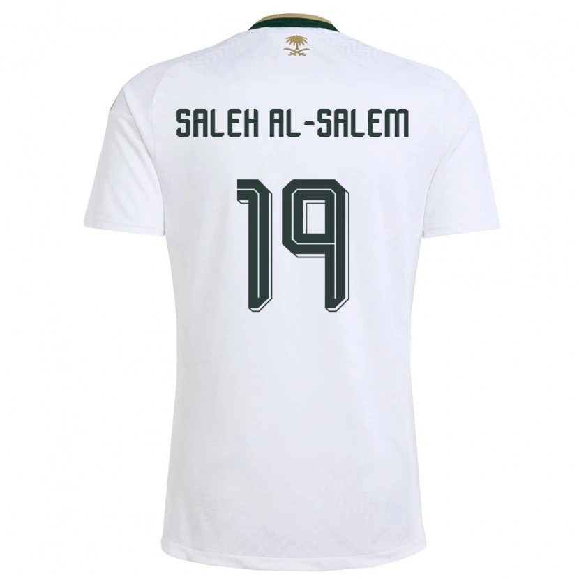 Danxen Mujer Camiseta Arabia Saudita Yousef Saleh Al-Salem #19 Blanco Verde Oro 2ª Equipación 26-28 La Camisa México