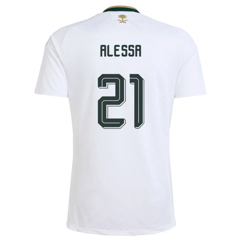 Danxen Mujer Camiseta Arabia Saudita Mohammed Alessa #21 Blanco Verde Oro 2ª Equipación 26-28 La Camisa México