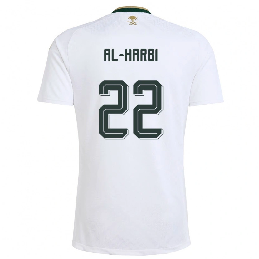 Danxen Mujer Camiseta Arabia Saudita Fahad Al-Harbi #22 Blanco Verde Oro 2ª Equipación 26-28 La Camisa México