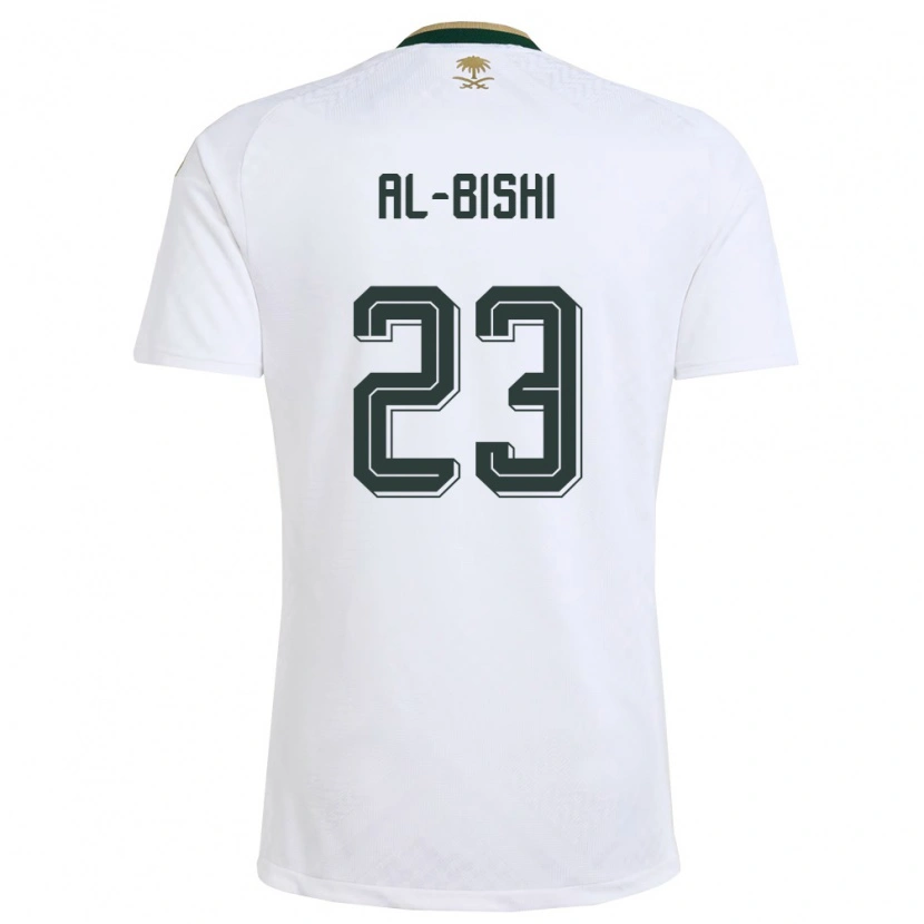 Danxen Mujer Camiseta Arabia Saudita Abdullah Al-Bishi #23 Blanco Verde Oro 2ª Equipación 26-28 La Camisa México