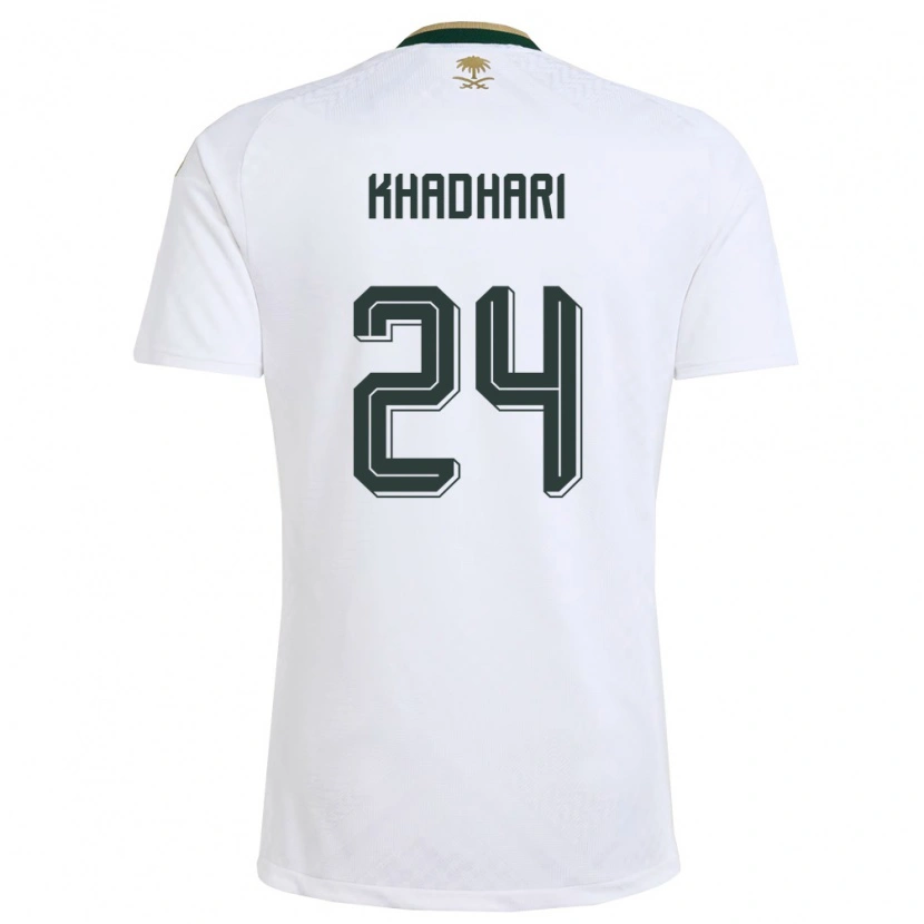 Danxen Mujer Camiseta Arabia Saudita Murad Khadhari #24 Blanco Verde Oro 2ª Equipación 26-28 La Camisa México