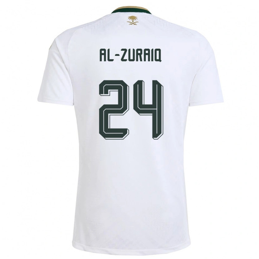 Danxen Mujer Camiseta Arabia Saudita Saeed Ibrahim Al-Zuraiq #24 Blanco Verde Oro 2ª Equipación 26-28 La Camisa México