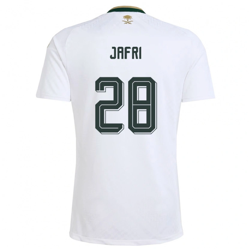 Danxen Mujer Camiseta Arabia Saudita Farah Jafri #28 Blanco Verde Oro 2ª Equipación 26-28 La Camisa México