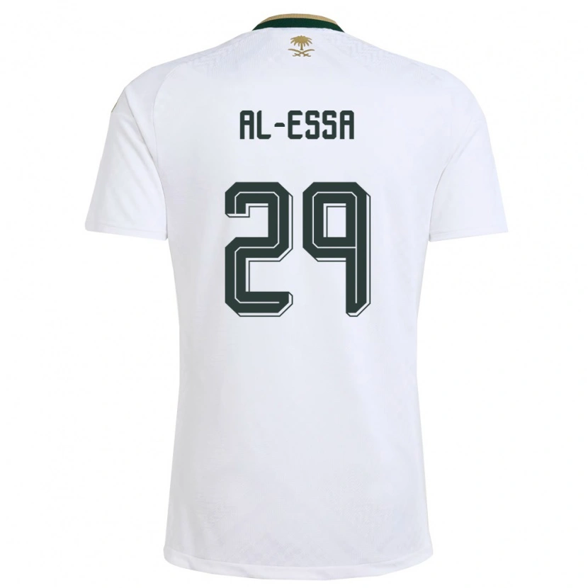 Danxen Mujer Camiseta Arabia Saudita Ali Al-Essa #29 Blanco Verde Oro 2ª Equipación 26-28 La Camisa México
