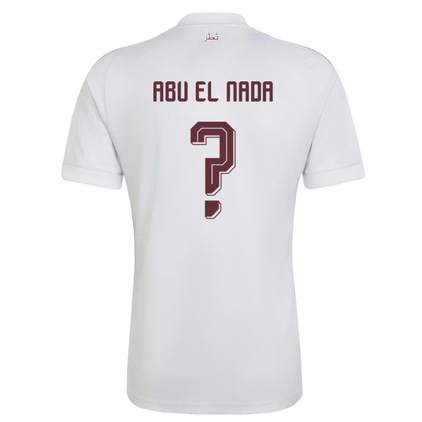 Danxen Mujer Camiseta Catar Mahmoud Abu El Nada #0 Blanco Borgoña 2ª Equipación 26-28 La Camisa México