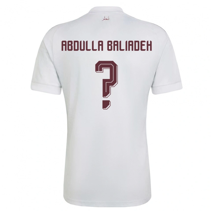 Danxen Mujer Camiseta Catar Yousef Abdulla Baliadeh #0 Blanco Borgoña 2ª Equipación 26-28 La Camisa México