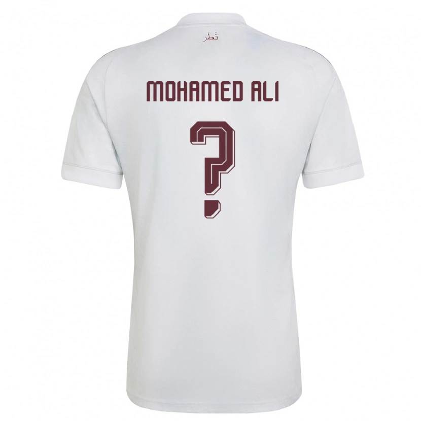Danxen Mujer Camiseta Catar Youssef Mohamed Ali #0 Blanco Borgoña 2ª Equipación 26-28 La Camisa México