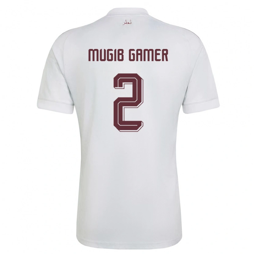 Danxen Mujer Camiseta Catar Abdalla Mugib Gamer #2 Blanco Borgoña 2ª Equipación 26-28 La Camisa México