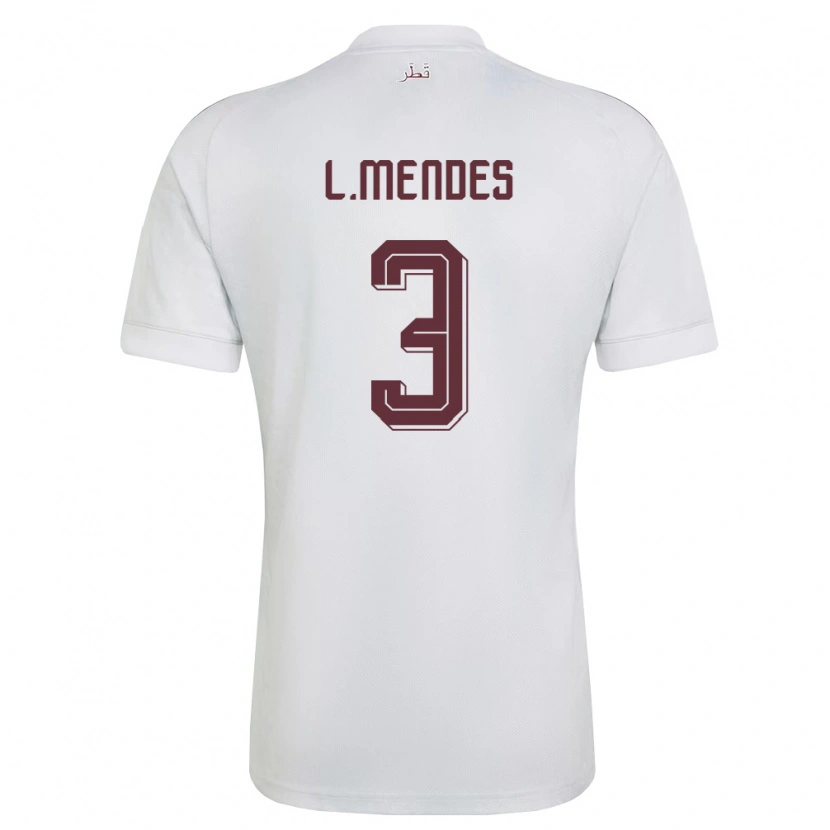 Danxen Mujer Camiseta Catar Lucas Mendes #3 Blanco Borgoña 2ª Equipación 26-28 La Camisa México