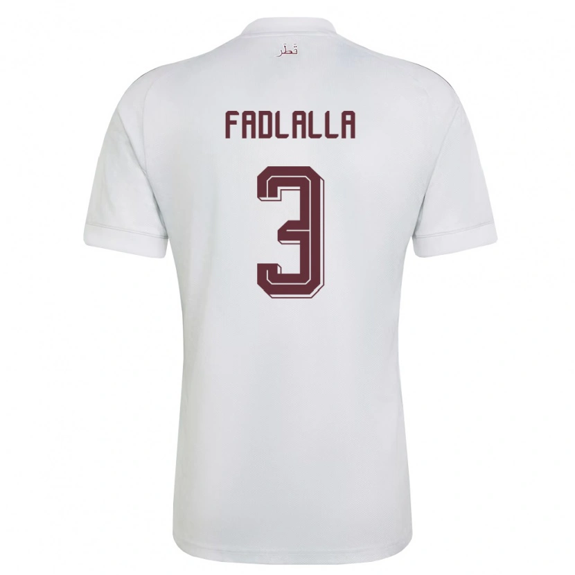 Danxen Mujer Camiseta Catar Saifeldeen Fadlalla #3 Blanco Borgoña 2ª Equipación 26-28 La Camisa México