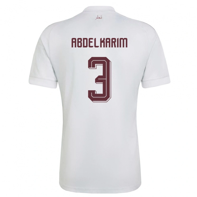 Danxen Mujer Camiseta Catar Abdelkarim Hassan #3 Blanco Borgoña 2ª Equipación 26-28 La Camisa México