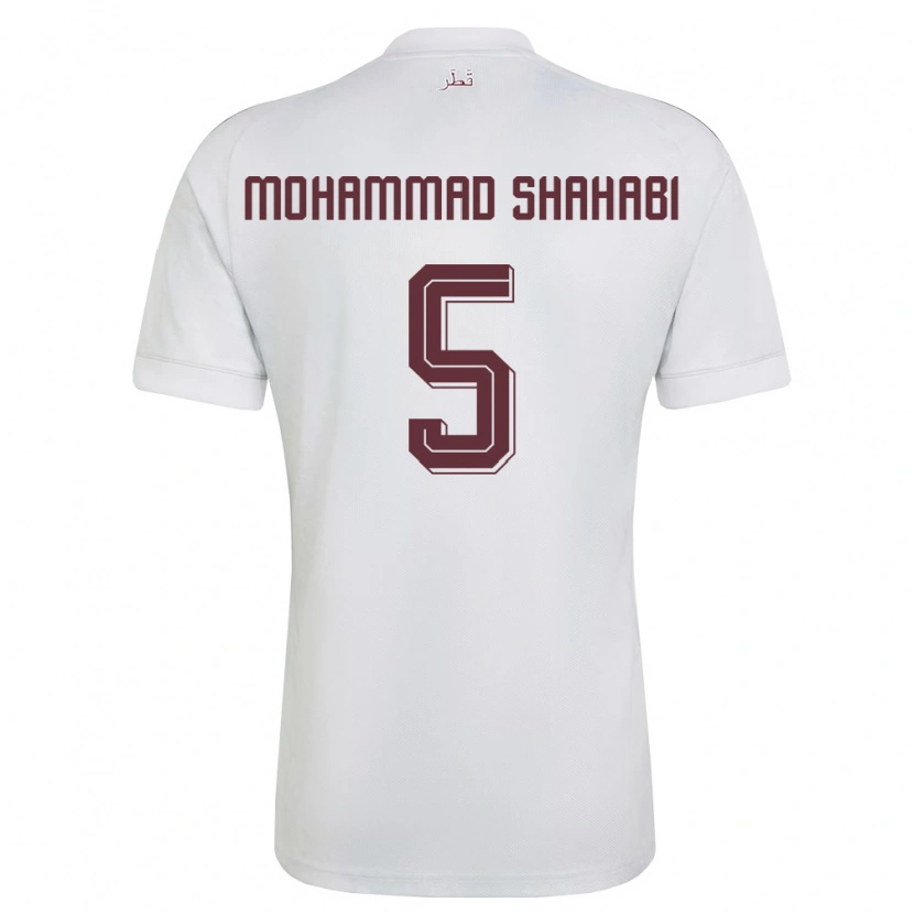 Danxen Mujer Camiseta Catar Ali Mohammad Shahabi #5 Blanco Borgoña 2ª Equipación 26-28 La Camisa México