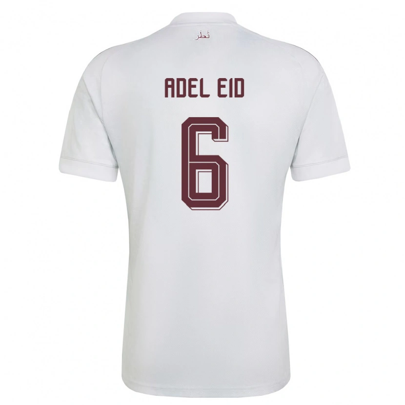 Danxen Mujer Camiseta Catar Bassam Adel Eid #6 Blanco Borgoña 2ª Equipación 26-28 La Camisa México