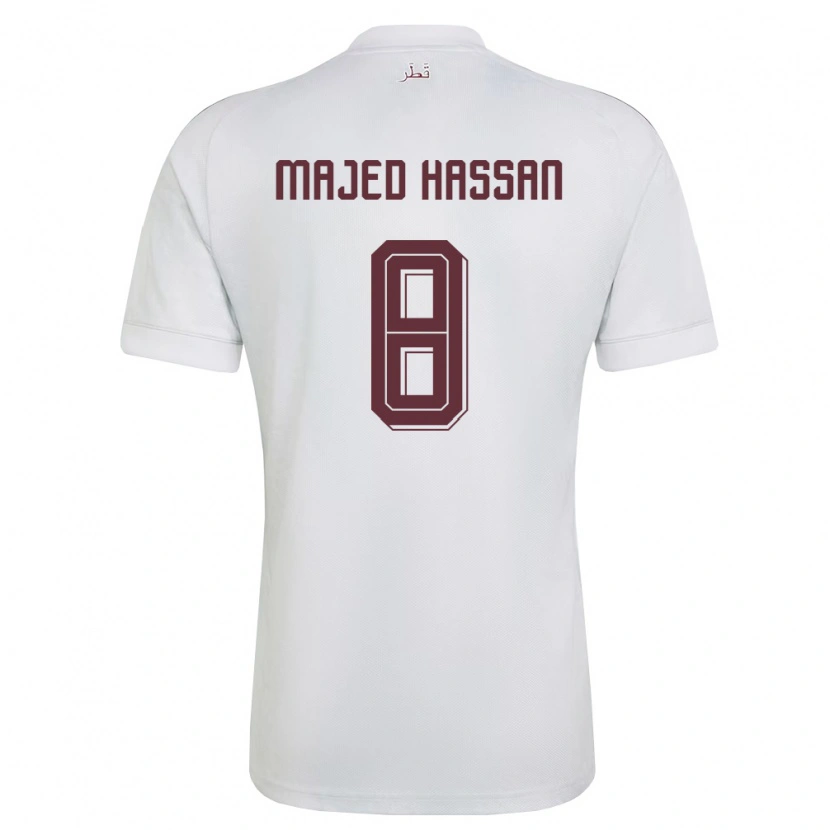 Danxen Mujer Camiseta Catar Malik Hassan #8 Blanco Borgoña 2ª Equipación 26-28 La Camisa México