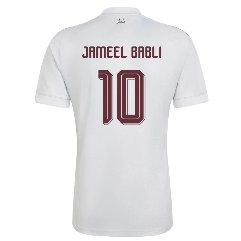 Danxen Mujer Camiseta Catar Mohannad Babli #10 Blanco Borgoña 2ª Equipación 26-28 La Camisa México