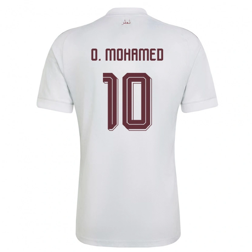 Danxen Mujer Camiseta Catar Osama Ibrahim O. Mohamed #10 Blanco Borgoña 2ª Equipación 26-28 La Camisa México