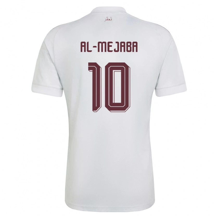 Danxen Mujer Camiseta Catar Mahdi Al-Mejaba #10 Blanco Borgoña 2ª Equipación 26-28 La Camisa México