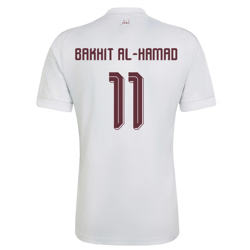 Danxen Mujer Camiseta Catar Faisal Bakhit Al-Hamad #11 Blanco Borgoña 2ª Equipación 26-28 La Camisa México