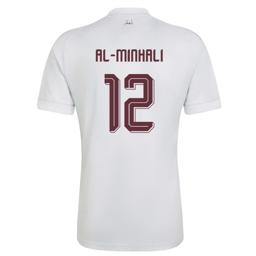 Danxen Mujer Camiseta Catar Ghanem Al-Minhali #12 Blanco Borgoña 2ª Equipación 26-28 La Camisa México
