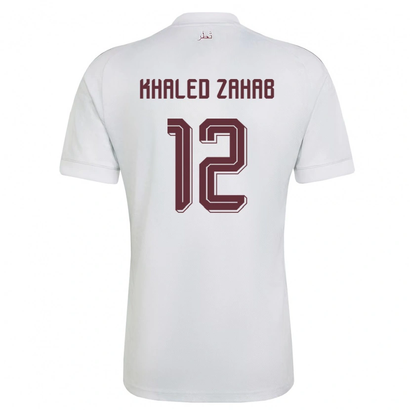 Danxen Mujer Camiseta Catar Abdelrahman Zahab #12 Blanco Borgoña 2ª Equipación 26-28 La Camisa México