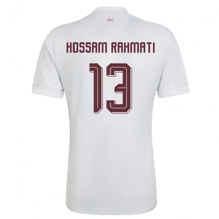 Danxen Mujer Camiseta Catar Khaled Hossam Rahmati #13 Blanco Borgoña 2ª Equipación 26-28 La Camisa México