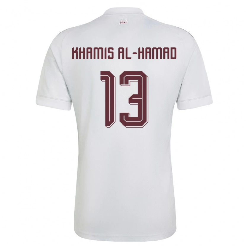 Danxen Mujer Camiseta Catar Saoud Al-Hamad #13 Blanco Borgoña 2ª Equipación 26-28 La Camisa México