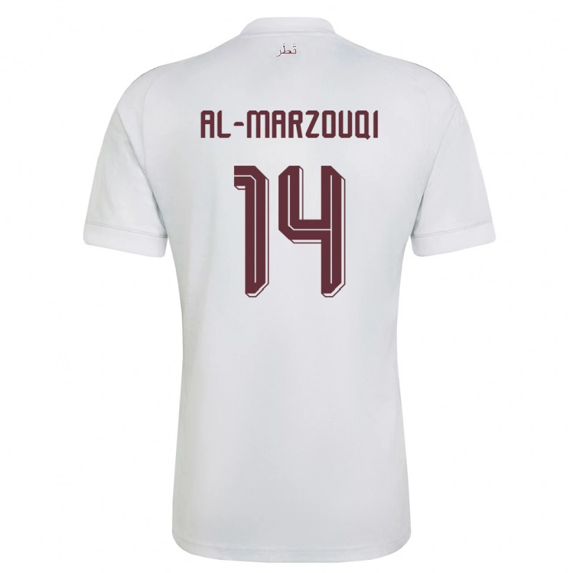 Danxen Mujer Camiseta Catar Omar Al-Marzouqi #14 Blanco Borgoña 2ª Equipación 26-28 La Camisa México