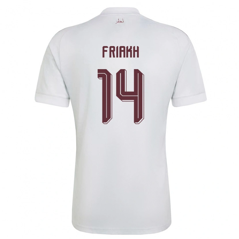 Danxen Mujer Camiseta Catar Jamil Friakh #14 Blanco Borgoña 2ª Equipación 26-28 La Camisa México